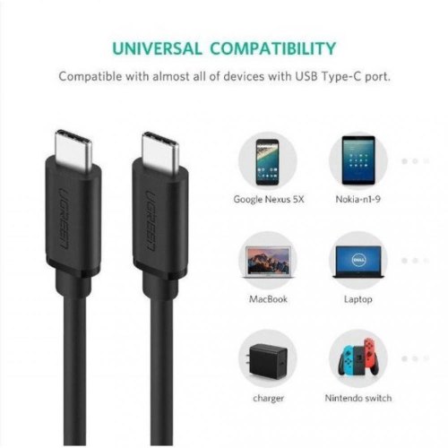 Кабель UGREEN US286 USB-C 2.0 M/M Cable 2m, Black (UGR-10306)