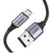Кабель UGREEN US290 USB 2.0 A to Micro USB Cable Nickel Plating Aluminum Braid 2m, Black (UGR-60148)