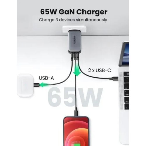 Мережевий зарядний пристрій UGREEN CD244 GaN Fast Charger 65W (UGR-10335)