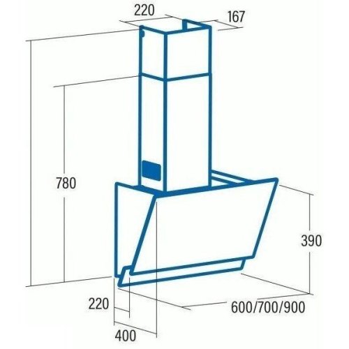 Витяжка Cata похила, 60см, 1000м3год, JUNO 600 XGWH, білий