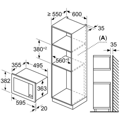 Мікрохвильова піч Bosch вбудована, 25л, електр. управл., 800Вт, гриль, дисплей, нержавіюча сталь