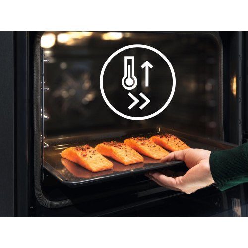 Духова шафа Electrolux електрична, 71л, A+, дисплей, конвекція, піроліз, телескопічні напрямні, чорний+нерж