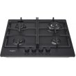 Варильна поверхня Whirlpool газова, 60см, чавун, конфорка з подвійним рядом полум'я, чорний