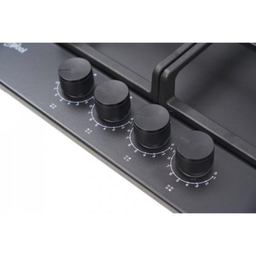 Варильна поверхня Whirlpool газова, 60см, чавун, конфорка з подвійним рядом полум'я, чорний