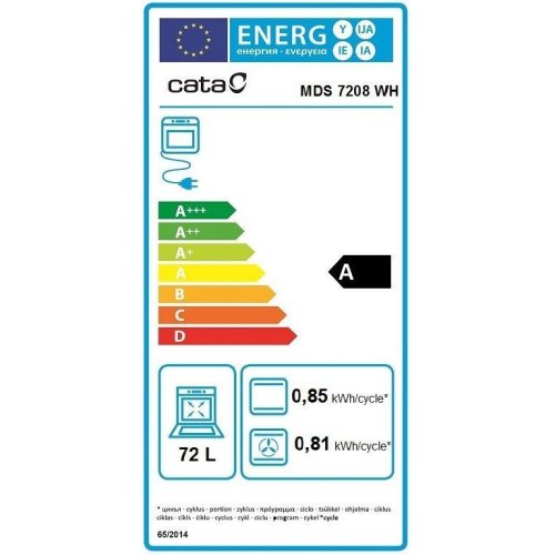 Духова шафа Cata електрична, 72л, A, дисплей, конвекція, MDS 7208 WH, білий