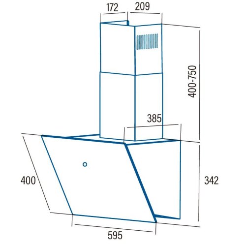Витяжка Cata похила, 60см, 832м3год, LENA 600 XGWH, білий