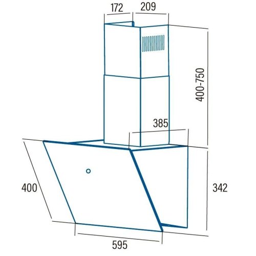 Витяжка Cata похила, 60см, 832м3год, LENA 600 XGWH, білий