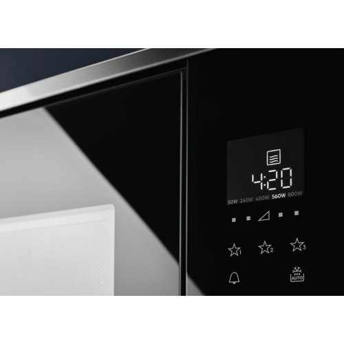 Мікрохвильова піч Electrolux вбудована, 17л, електрон. керування, 700Вт, дисплей, чорний+нерж