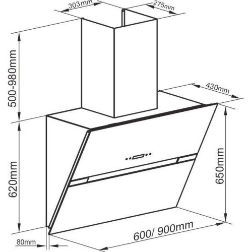 Витяжка Kaiser похила, 60см, 1200м3ч, білий