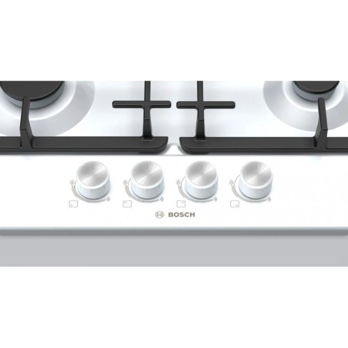 Варильна поверхня Bosch  газова на склі, 60см, чавун, білий