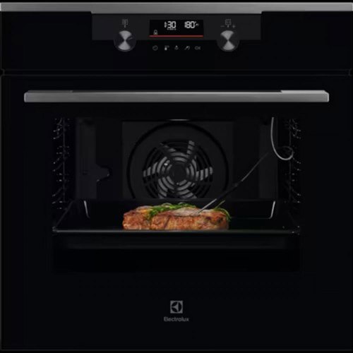 Духова шафа Electrolux електрична, 72л, A+, пара, дисплей, конвекція, піроліз, телескопічні напрямні, чорний