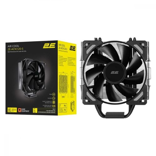 Кулер для процесора 2E GAMING AIR COOL (ACN120-S) 115X,1200,1366,1700 FM1,FM2,AM2,AM2+,AM3,AM3+,AM4, 120мм,TDP 180W