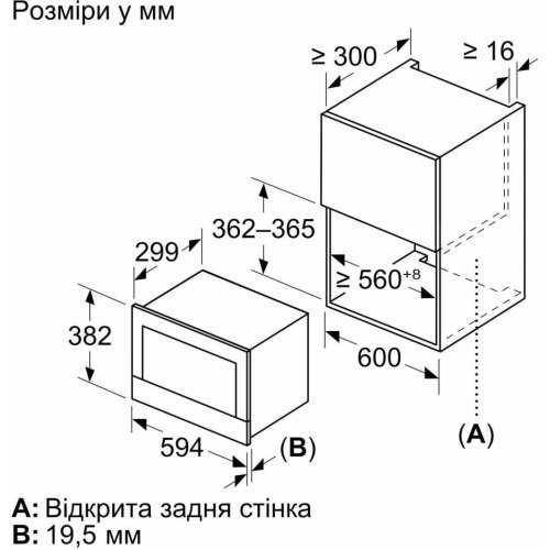 Мікрохвильова піч Bosch вбудована, 20л, електр. управл., 900Вт, дисплей, білий