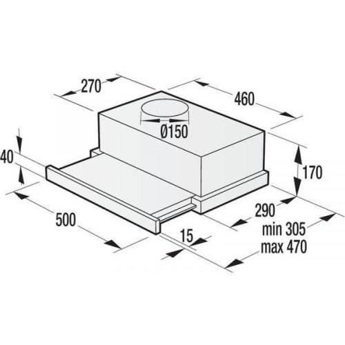Витяжка Gorenje вбудовувана, 50см, 322м3ч, нерж