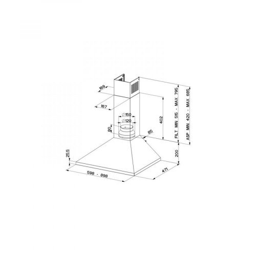 Витяжка Faber купольні, 90см, 718м3ч, Value Pb W A90, білий