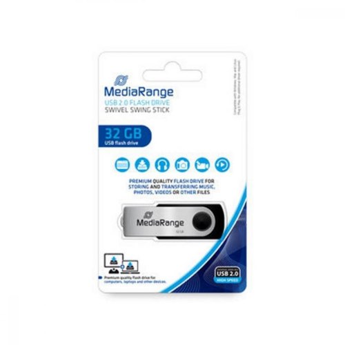 USB флеш,2.0 32GB, MediaRange Black/Silver (MR911)