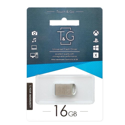 USB флеш, 16GB, T&G 105 Metal Series Silver (TG105-16G)