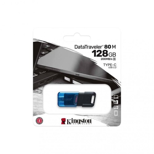 USB флеш, 128GB, Type-C Kingston DataTraveler 80 M Blue/Black (DT80M/128GB,)