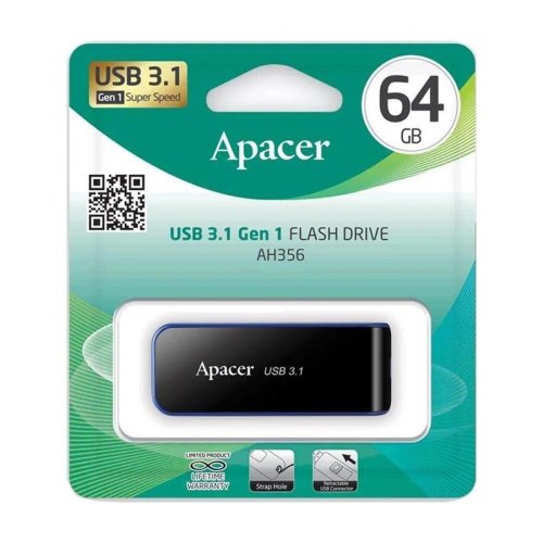 USB флеш, 64GB, Apacer AH356 Black (AP64GAH356B-1)