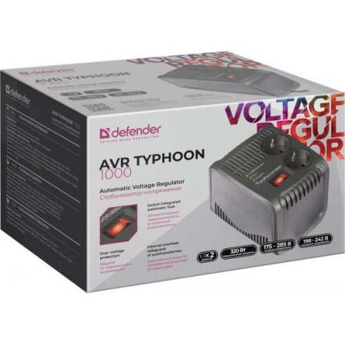 Стабілізатор напруги Defender AVR Typhoon 1000 320 Вт, 2 розетки
