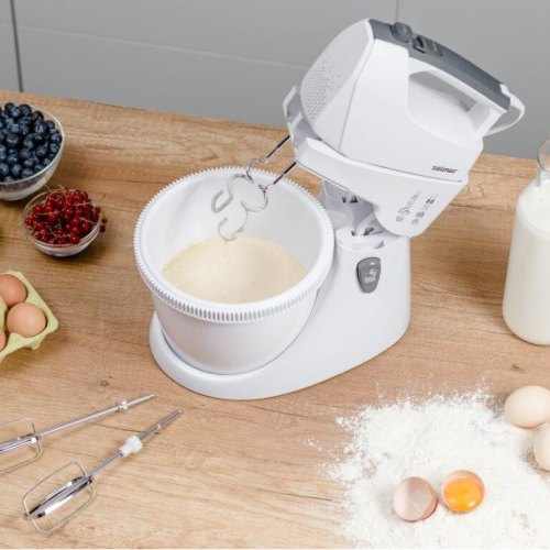Міксер з чашею ZELMER ZHM2559 750Вт.5 швидкостей,режим Турбо,пластикова чаша2,5 л (макс. 3 л),2 збивачі,2 гачки для тіста