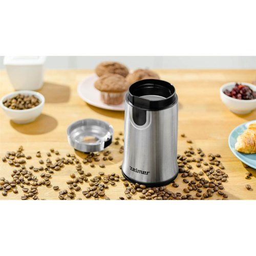 Кавомолка ZELMER ZCG7425 150Вт.,Корпус з нержавіючої сталі, Контейнер 50 грам,Прозора кришка,Вбудований мікровимикач