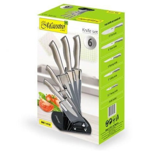 Набір ножів MR-1410 Высококачественная нержавеющая сталь, 5 шт. В набор входит Подставка для ножей