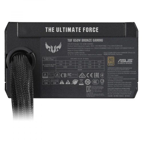 Блок живлення ASUS TUF GAMING (650W), >90%, 80+ Bronze, 135mm, 1xMB 24pin(20+4), 2xCPU 8pin(4+4), 4xMolex, 5xSATA, 4xPCIe 8pin(6+2), TUF-GAMING-650B