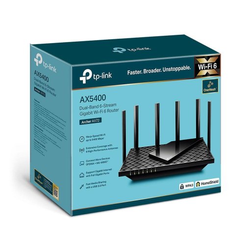 Маршрутизатор TP-LINK ARCHER AX72 AX5400 4xGE LAN 1xGE WAN USB 3.0 MU-MIMO OFDMA