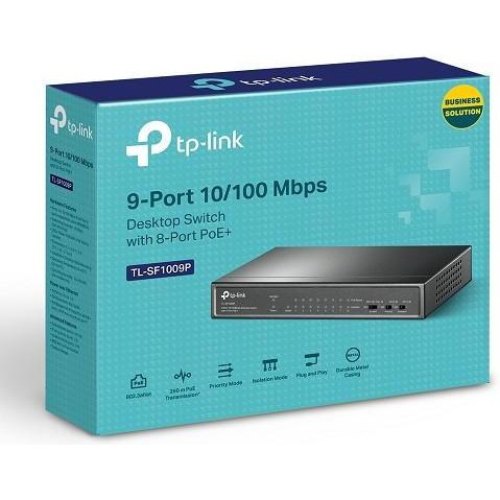 Комутатор TP-LINK TL-SF1009P 9x1FE/8xPoE 65W некерований 250 м