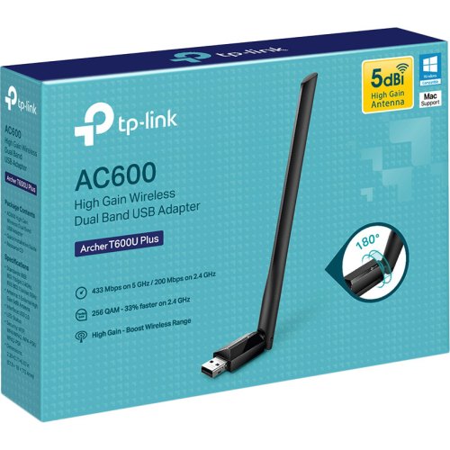WiFi-адаптер TP-LINK Archer T600U Plus AC600 USB2.0 ext. ant