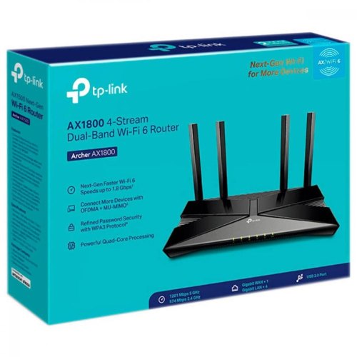 Маршрутизатор TP-LINK ARCHER AX1800 4xGE LAN 1xGE WAN MU-MIMO OFDMA WPA3