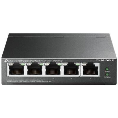Комутатор TP-LINK TL-SG1005LP 5xGE/4xPoE+ 40W некерований 250м