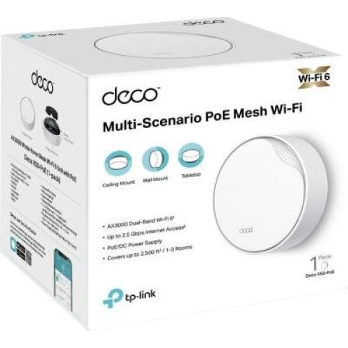 Маршрутизатор TP-LINK DECO X50 PoE 2PK AX3000 1xGE LAN/WAN 1x2,5GE LAN/WAN MU-MIMO OFDMA MESH