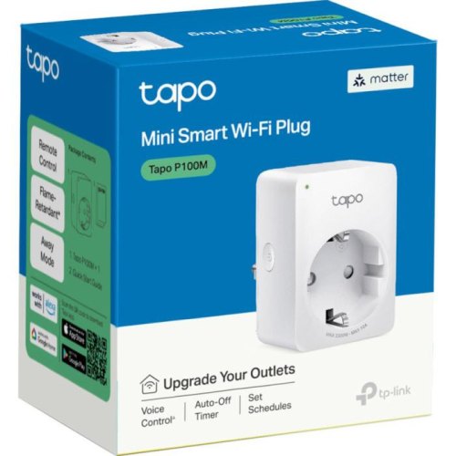 Смарт-розетка компактна TP-LINK Tapo P100M N300 BT 10A