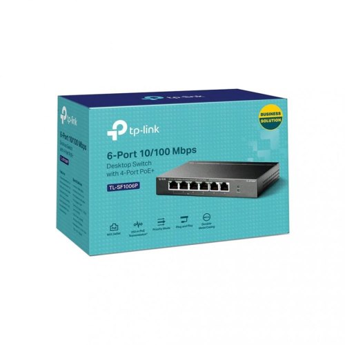 Комутатор TP-LINK TL-SF1006P 6x1FE/4xPoE+ 67W некерований 250м