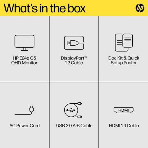 Монітор TFT 23.8 HP E24q G5, QHD, IPS, 75Hz, HDMI, DP, USB-hub, HAS, Pivot, чорно-сріблястий