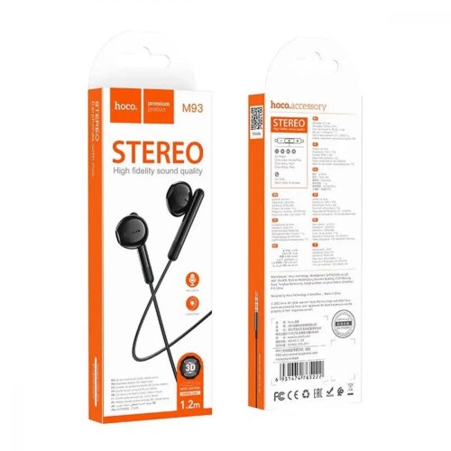Гарнітура дротова HOCO M93 wire control earphones with microphone Black