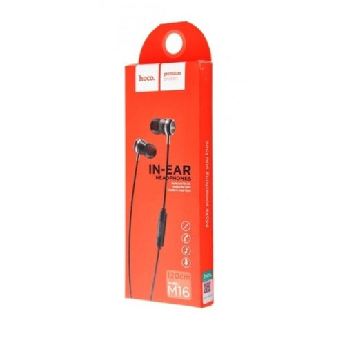Гарнітура дротова HOCO M16 Ling sound metal universal earphone with mic Black
