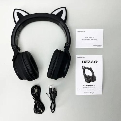 Навушники бездротові BOROFONE BO18 Cat ear BT headphones Black