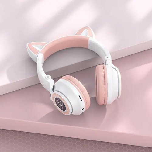 Навушники бездротові BOROFONE BO18 Cat ear BT headphones Pink