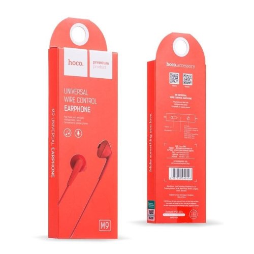 Гарнітура дротова HOCO M90 Delight wire-controlled earphones with microphone Aurora Red