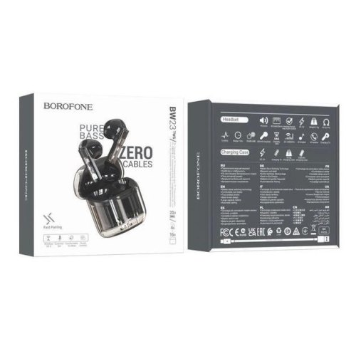 Навушники BOROFONE BW23 Crystal bean Transparent Edition true wireless BT headset Jazz Black