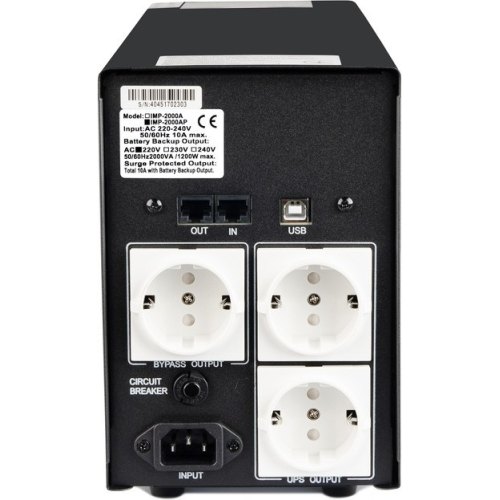 ПБЖ, Powercom, IMP-2000AP Schuko Powercom  2000VA/1200W line-interactive USB (2+1)*Schuko