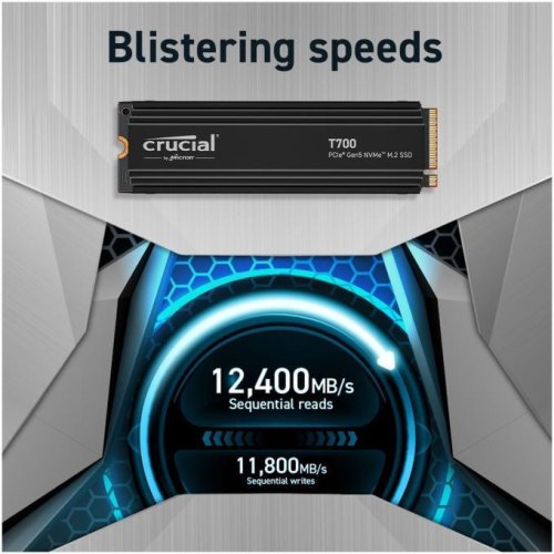 Накопичувач SSD диск Crucial T700 with Heatsink 1TB NVMe 2.0 M.2 2280 PCIe Gen5 x4 3D NAND TLC (CT1000T700SSD5)