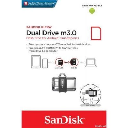USB флеш SanDisk USB 3.0 Ultra Dual OTG 64Gb (150 Mb/s)