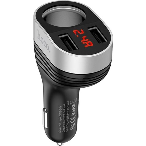 Автомобільний зарядний пристрій HOCO Z29 Regal digital display cigarette lighter car charger Black