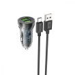 Автомобільний зарядний пристрій HOCO Z47 Transparent Discovery Edition dual port QC3.0 car charger set(Type-C) Transparent Black