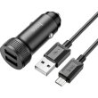 Автомобільний зарядний пристрій HOCO Z49 Level dual port car charger set(Micro) Black