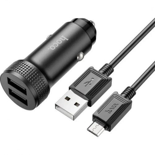 Автомобільний зарядний пристрій HOCO Z49 Level dual port car charger set(Micro) Black